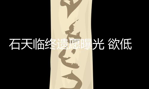 曝光遗愿 欲低调搞追临终处理石天身后事拒思会